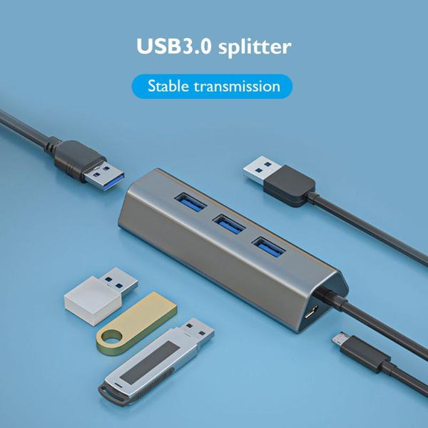 

hubs usb 3.0 hub 4 port power supply adapter for pc lapcomputer splitter