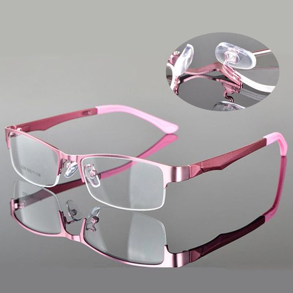 

fashion sunglasses frames women men half rimless metal eyeglasses frame myopia glasses optical eyewear rim fake, Black