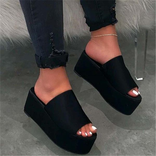 

summer sandals women wedges shoes pumps high heels flip flop chaussures femme platform sandalia feminina dress, Black