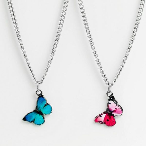 

chains 2pcs ins, butterfly, oil drop, stylish, stylish necklace, Silver