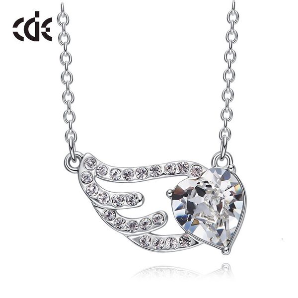 

necklace 925 sterling silver with heart-shaped wings and crystal