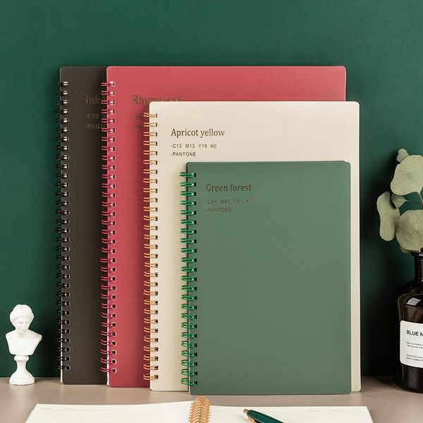 

a5/b5/a4 classical pp coil line spiral notebook journals morandi basic diary weekly planner book school stationery notepads, Purple;pink