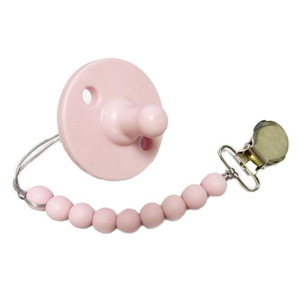 

silicone baby pacifier dummy and clips chain solid color infant nipple soother shower gifts born 1 pc pacifiers#