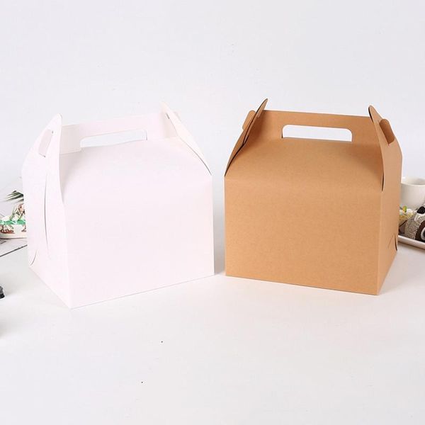 

gift wrap 10pcs multifunction kraft paper box candy cake boxes packaging bag with handle christmas birthday party wedding decoration