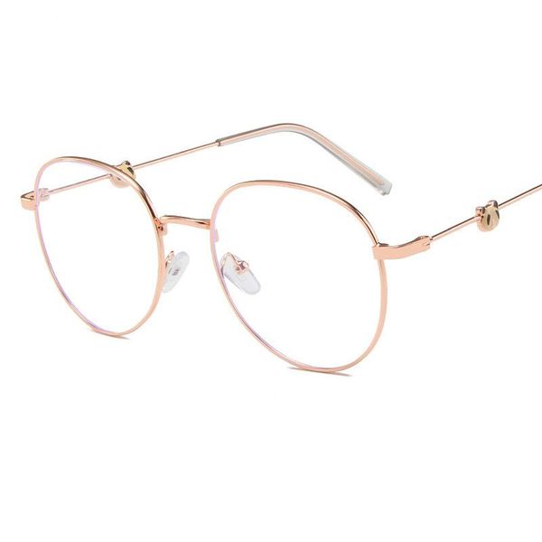 

fashion sunglasses frames metal cute literary students flat mirror round frame anti-blu-ray trend glasses men and women decorative retro fra, Black