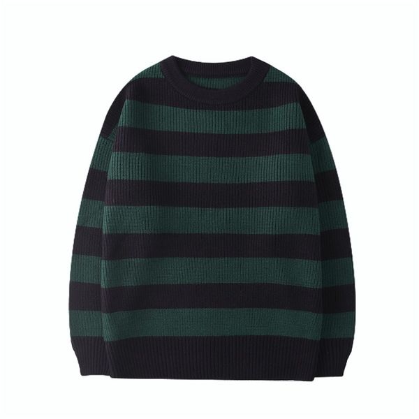 

vintage knitted sweater men women harajuku casual cotton pullover tate langdon sweater same style green striped 2021 autumn, White;black