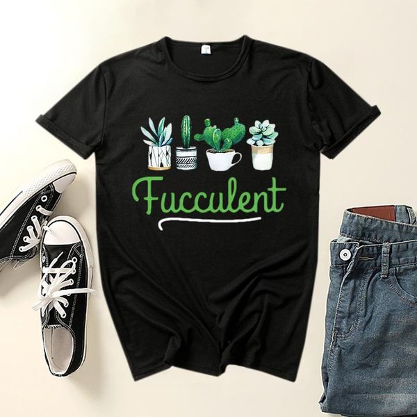 

women's t-shirt kawaii clothes tshirt women 2021 fashion cactus print round neck short sleeve tee shirt femme camisetas #zj, White
