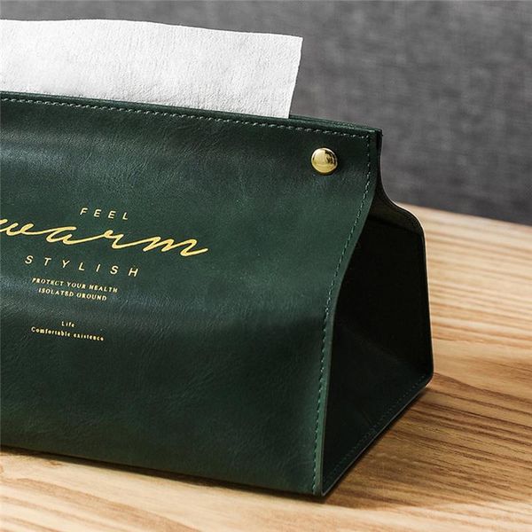 

tissue boxes & napkins creative pu leather box soft foldable napkin holder letter print case home kitchen paper storage