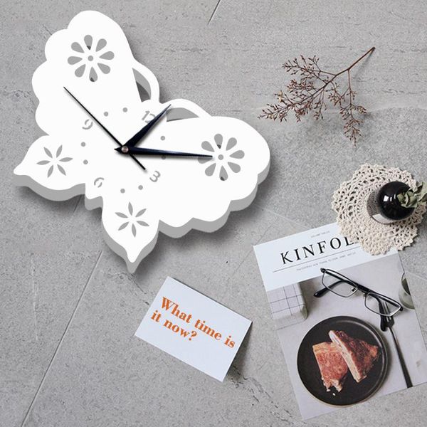 

wall clocks 3d clock butterfly europe pvc wood needle decor watch mechanism children cartoon living bedroom home deco