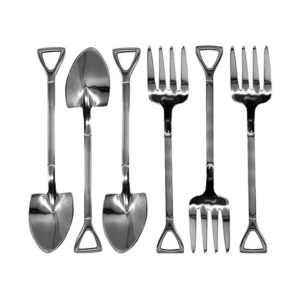 

spoons 8pcs shovel shaped spoon and fork coffee sugar mini ice cream fruit forks for home party bistro cocktail tasting