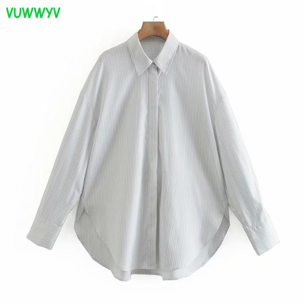 

white striped oversized shirts for women blouses spring collar button up shirt long sleeve asymmetric hem plus size 210430