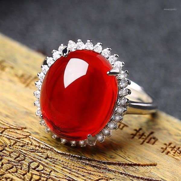 

cluster rings second generation natural old beeswax ring for men and women blood pearl jewelry 925 silver four-claw adjustable retro1, Golden;silver