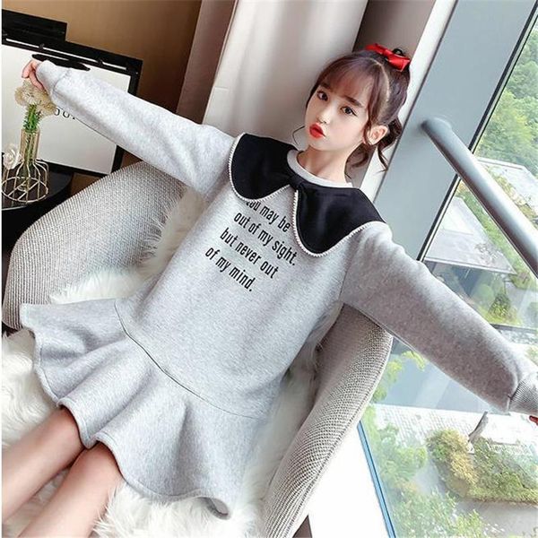 

girl's dresses girls for 2021 autumn & winter children's clothing of kids cotton fashion dress 4-12 years year's clothes, Red;yellow