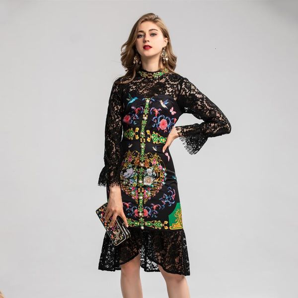 

casual dresses 2021 spring fashion printing extension sleeves b271, Black;gray