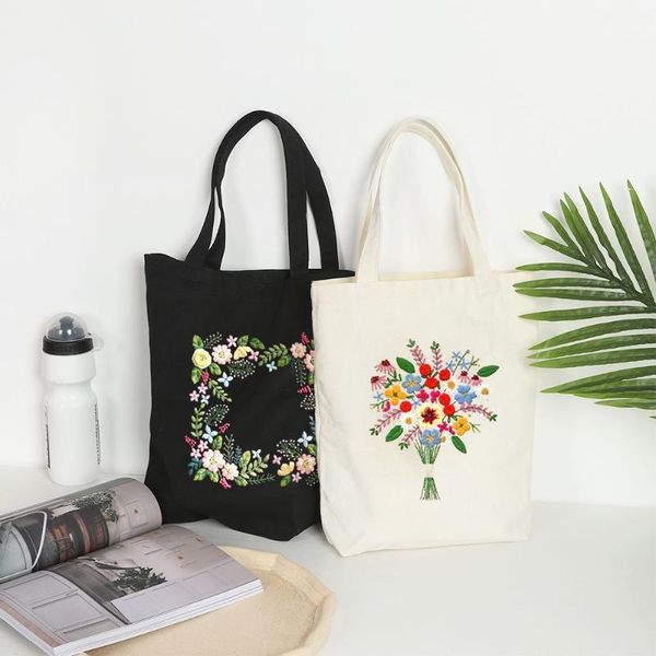 

other arts and crafts 1set embroidery kit with flower pattern canvas carrying bag diy sewing needlepoint kits needle thread beginners