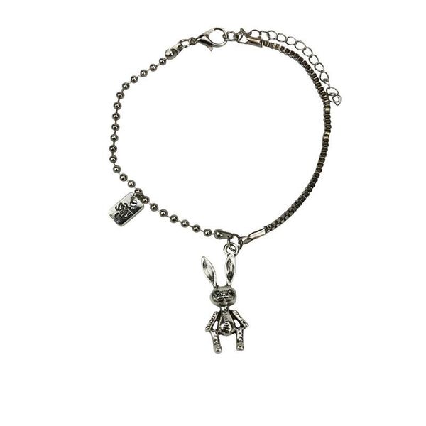 

link, chain harajuku style simple personality wild bracelet men and women cute cartoon asymmetric hand jewelry, Black