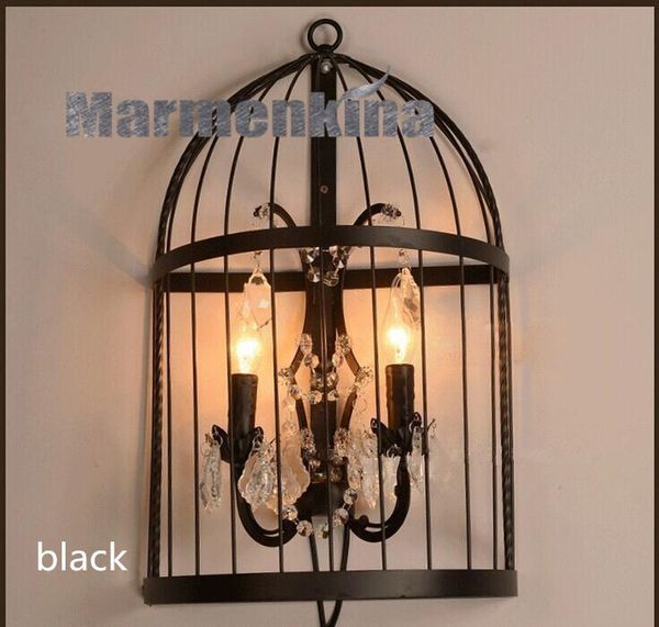 

wall lamps retro industrial style porch corridor lights wrought iron bar el villa bedroom balcony aisle birdcage crystal lamp.
