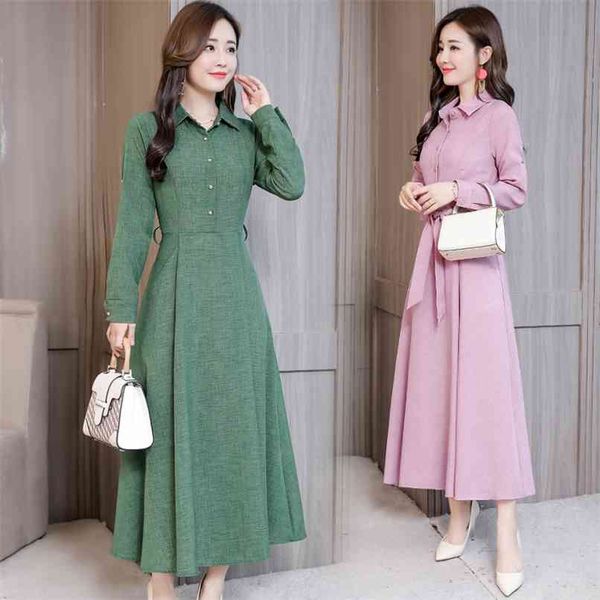 

autumn winter cotton linen casual dresses 3xl plus size vintage office midi dress elegant women bodycon party maxi vestidos 210528, Black;gray