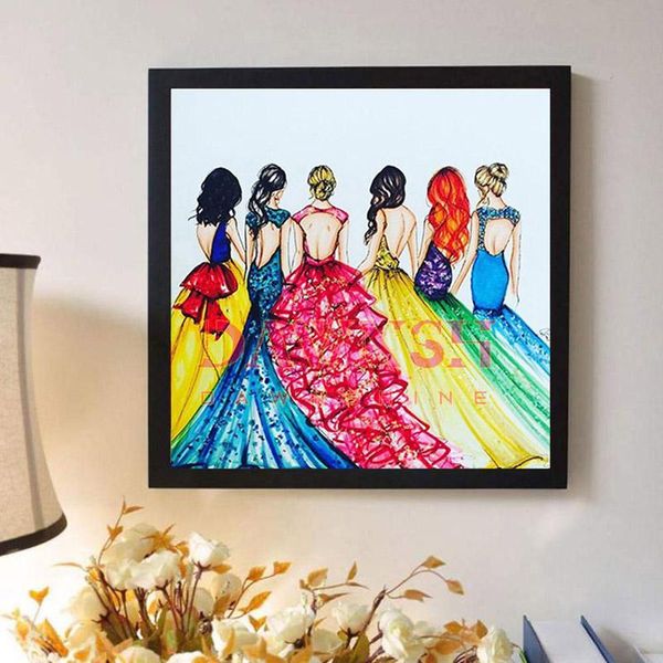 

diamond painting embroidery beautiful friends in dress pattern handmade cross stitch mosaic art proud rose home decor