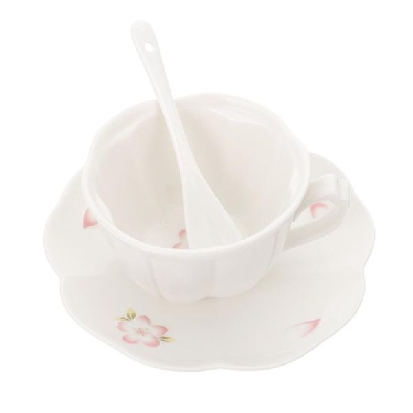 

cups & saucers 1set household european style retro coffee cup set ceramic tea (white)