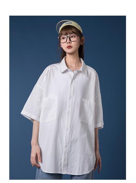 

women's blouses & shirts japanese retro short-sleeved shirt girl korean version loose wild summer thin student casual, White