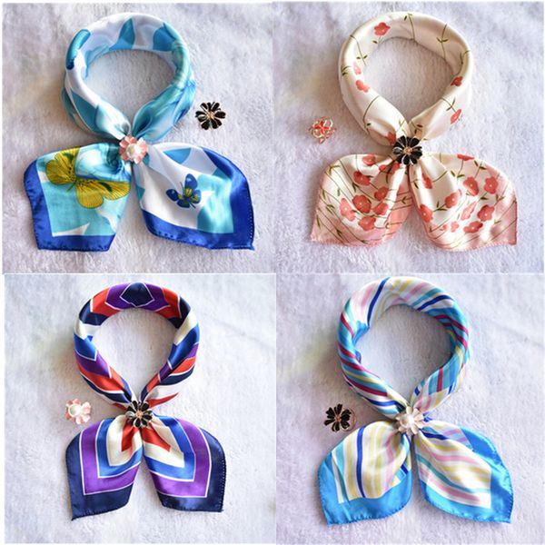 

others apparel 50*50cm printing hairband squares silk scarf mobile telecom customer service airline stewardess business wear binding hair si, Black;white