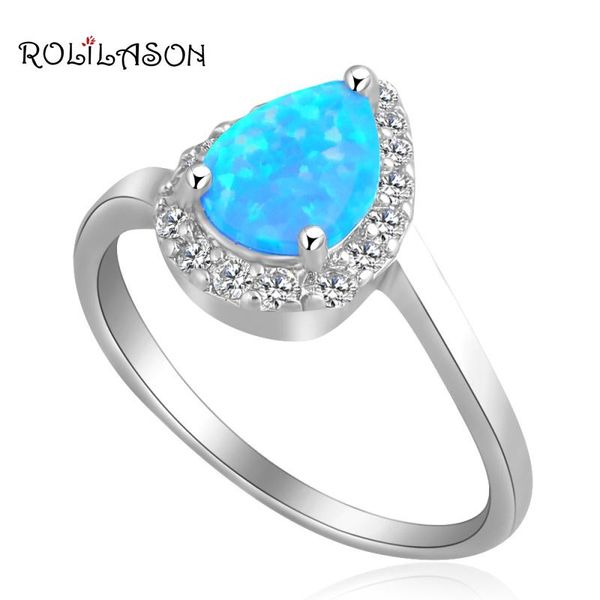 

cluster rings water drop blue fire opal silver stamped fashion jewelry birthday crystal usa size #6.5 #7.5 #7.75 #6.75 #6 #8.5 or394, Golden;silver