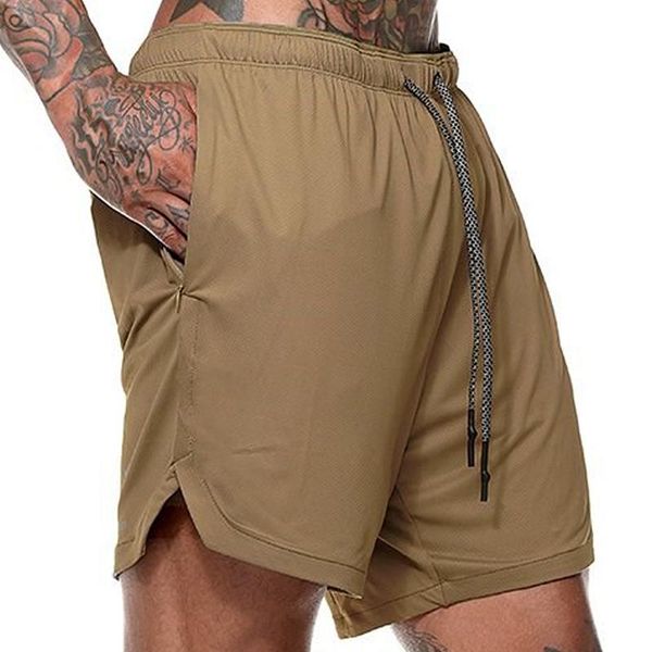 

men's shorts mens two layer 2021 gym running 4 colors breathable fitness bottoms pockets famous men clothing sports, White;black