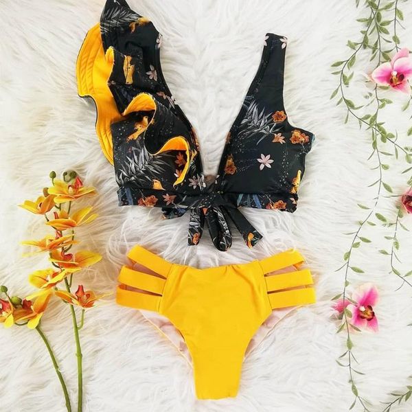 

ruffle bikinis women swimsuit brazilian biquini push up bathing suit beachwear maillot de bain one-piece suits