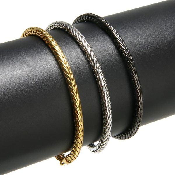 

link, chain 5mm hip hop bracelets for women men silver gold black foxtail wristband fashion link & bangles