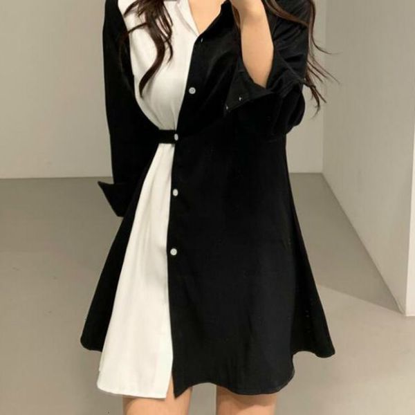 

casual dresses mini female dress long sleeve bandage, robe cut in line black white ji7g, Black;gray