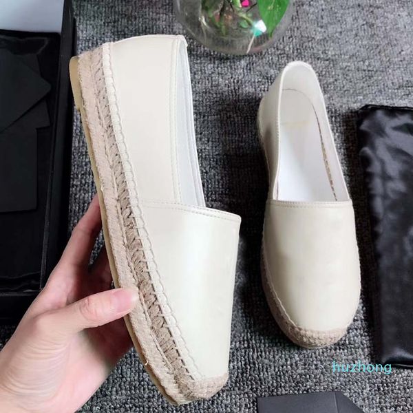 

women casual shoes designer vintage platform espadrilles girls genuine leather fashion flat bottom walking shoe with box size 35-42, Black