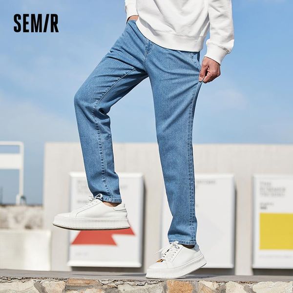 

jeans men spring slim feet man denim trousers korean style trendy stretch pants blue trend brand men's