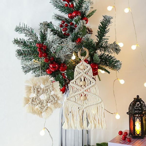 

tapestries christmas decoration creative hand-woven tapestry pure cotton thread simulation snowflake room bedside wall