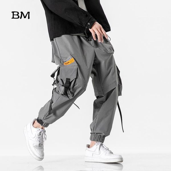 

men's pants streetwear techwear sport joggers hip hop fashion mens loose casual harem korean style clothes cargo male, Black