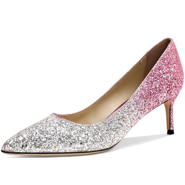 

dress shoes temperament elegant wedding pointed shallow mouth single sequins high heels party bridesmaid women m0097, Black