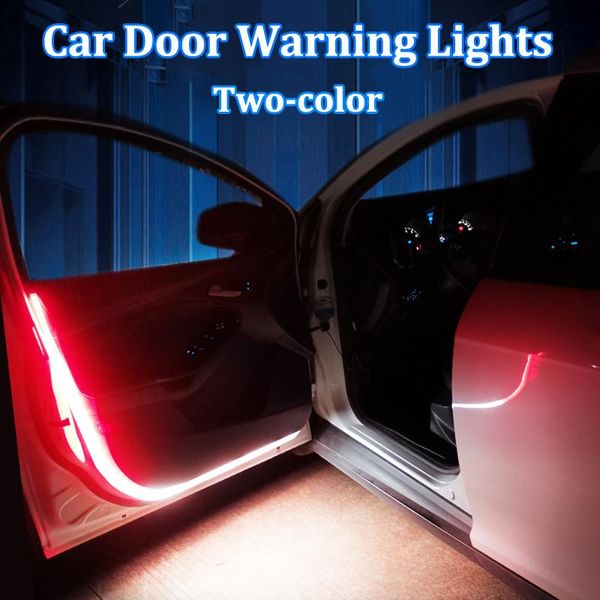 

interior&external lights 4pcs car door decoration light strips styling strobe flashing safety 12v led opening warning lamp strip waterproof