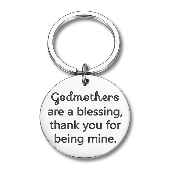 

godmother gift keychain from godchild for baptism christening godmother are a blessing thank you for being mine birthday keyringdio chan con, Slivery;golden