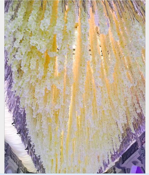 

decorative flowers & wreaths 90" 2.3 m elegant artificial silk flower wisteria vine rattan for wedding centerpieces decorations bouquet