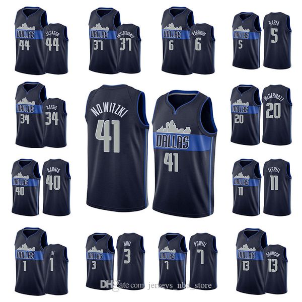

men team basketball jerseys powell 3 noel 1 lee 11ferrell 40 barnes 41 nowitzkl 5 barea 44 jackson 6 porzingis 34harris retro good quality s, Black;red
