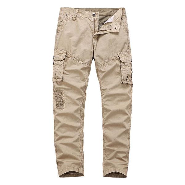 

men's pants 2022 clothing oversize cotton small feet multi-pocket slim overalls youth outdoor long military trousers casual, Black