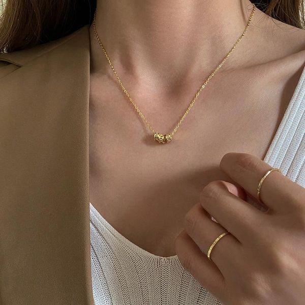 

chains fashion gold necklace elegant three-ring inlaid zircon pendant chain transshipment beads clavicle jewelry women, Silver