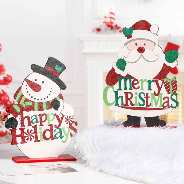 

new christmas wooden ornaments party atmosphere layout santa table