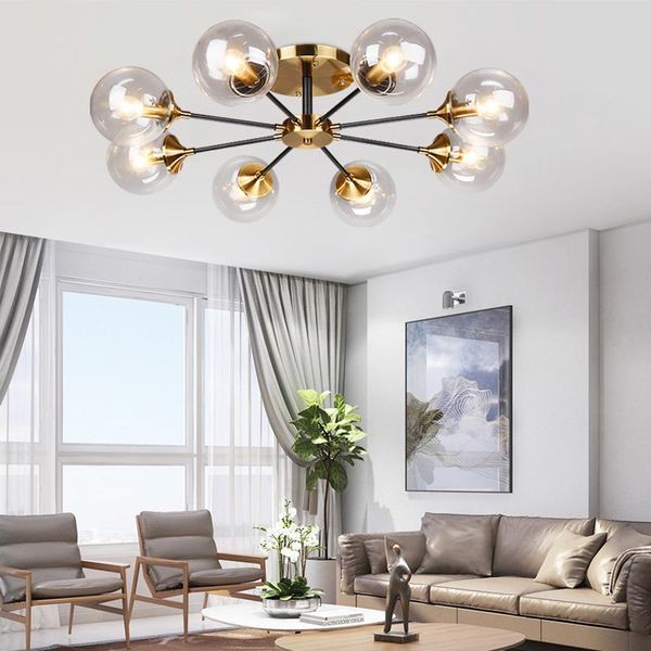 

pendant lamps postmodern led lights glass ball nordic hanging bedroom lighting fixtures living room chandelier ceiling