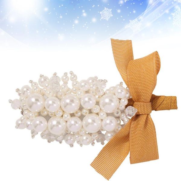 

1pc pearl cluster hairpin bowknot hair clip stylish bang decoration for girls yellow clips