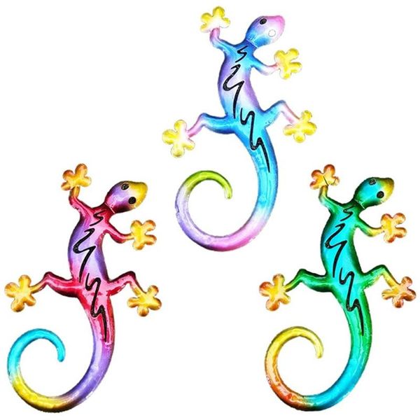 

novelty items 3pcs metal gecko accessories garden ornaments for wall decoration large lizard sculpture craft art statue