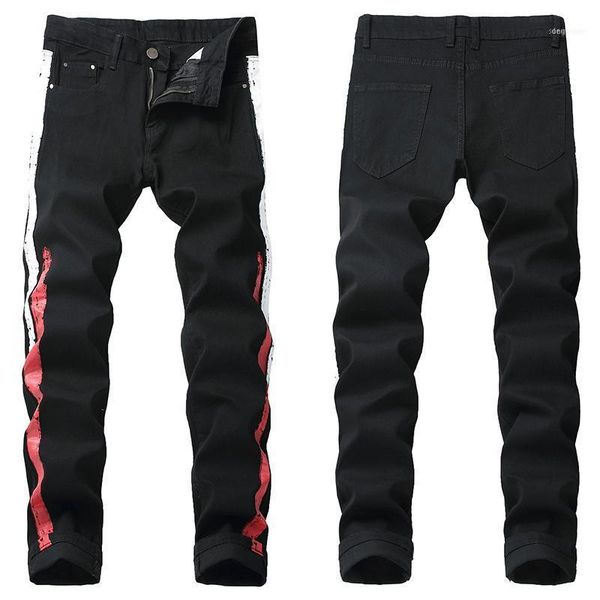 

men's jeans fashion men black washed retro straight slim jeans1, Blue