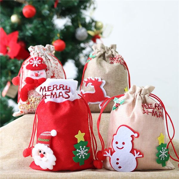 

gift wrap christmas bag sack drawstring santa claus cotton storage candy