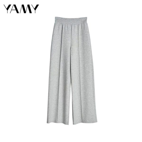 

stylish elastic high waist knitted wide-leg trousers gray korean casual loose sweatpants for women winter mujer pants women's & capris, Black;white
