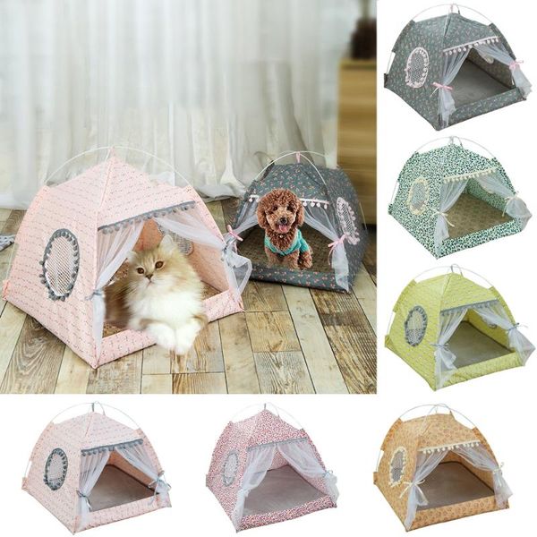 

cat beds & furniture tent house puppy kitten bed cats pet breathable indoor tents small medium foldable